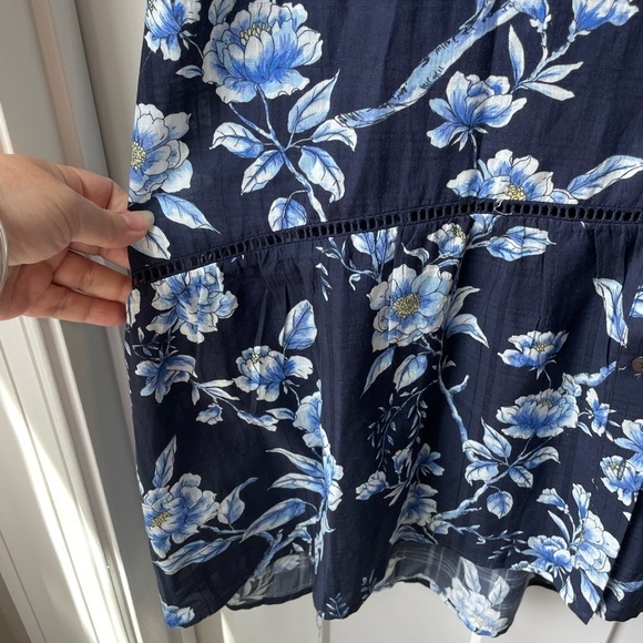 NWOT Johnny Was Blue & White Floral Ruffle Sleeve Garden Party Midi Dress XS - Picture 9 of 11